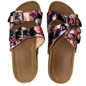 Floral Double Buckle Slide Sandals – Women’s